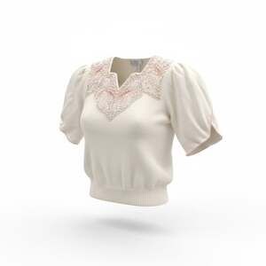 Vintage P.A. International Women’s Sweater, XL, Cream/Pink,  Sequined Angora Swe